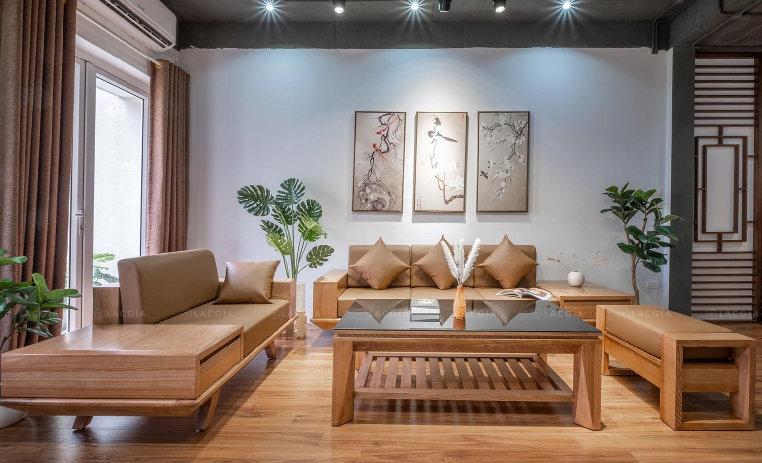 Tổng hợp mẫu thiết kế nội thất phòng khách gỗ tự nhiên hiện đại, sang trọng