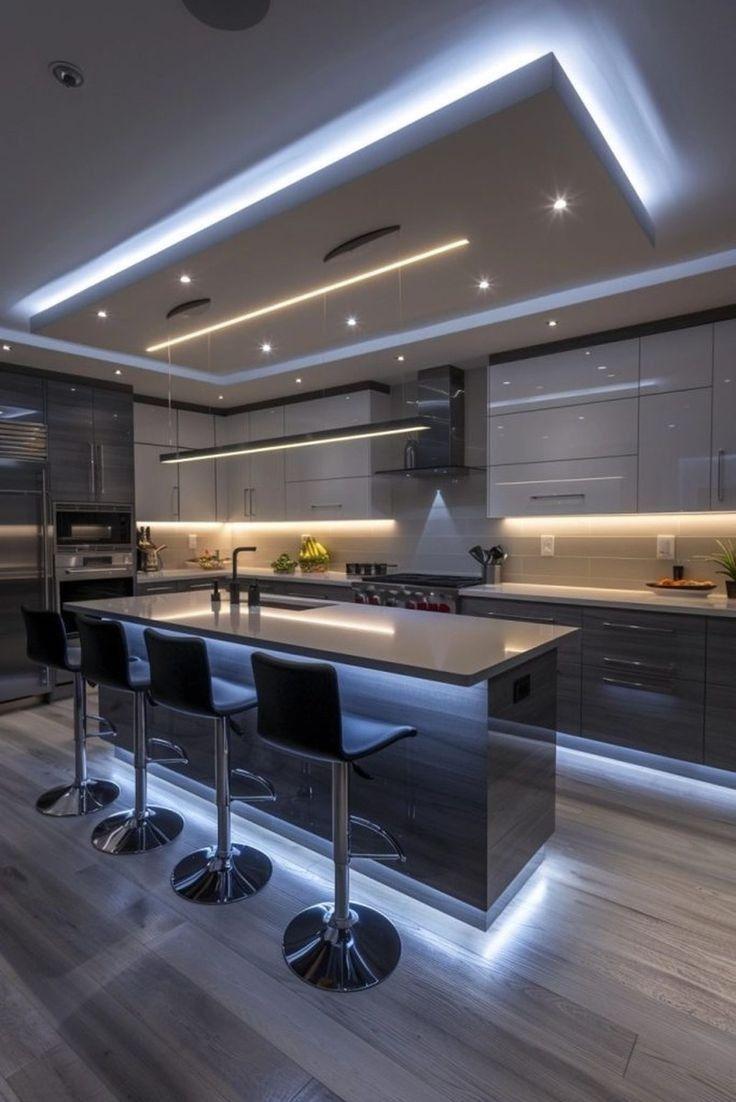 Tủ bếp chữ L acrylic trắng bóng – đen nhám