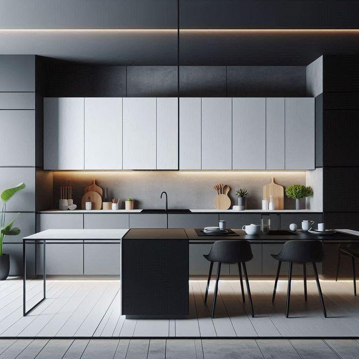 Tủ bếp phong cách tối giản