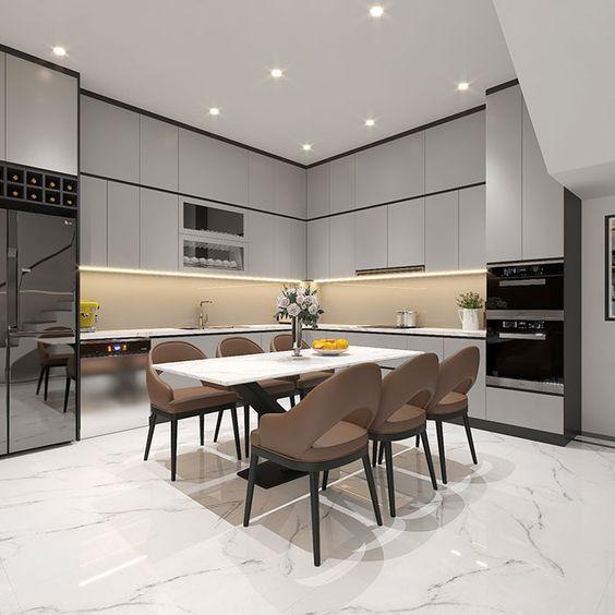Tủ bếp chữ L cho nhà phố đang cải tạo (diện tích bếp 8–15m²) Tủ bếp chữ L Tăng diện tích lưu trữ
