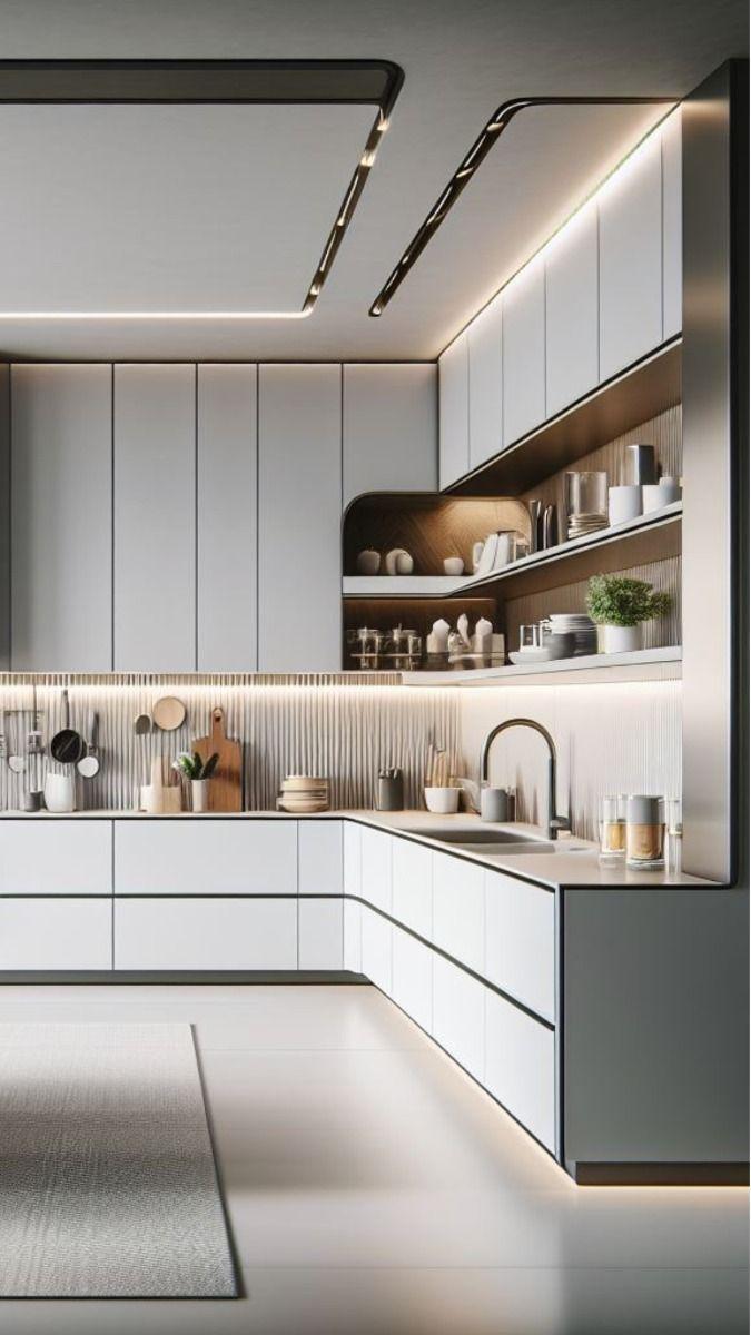 Tủ bếp chữ L phong cách tối giản và Japandi Tủ bếp chữ L phong cách Scandinavian