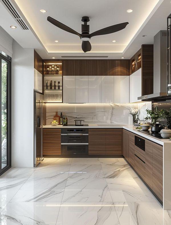 Tủ bếp kết hợp không gian mở – Bếp là trung tâm ngôi nhà