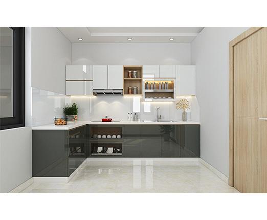 Mẫu tủ bếp MDF An Cường phủ Laminate