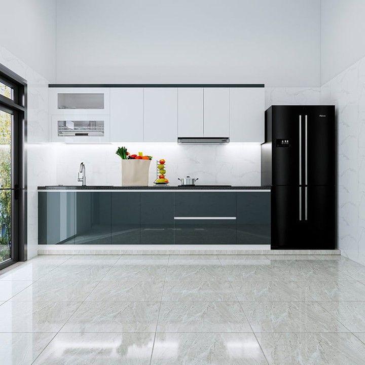 Tủ bếp Acrylic bóng gương – Hiện đại, sáng thoáng