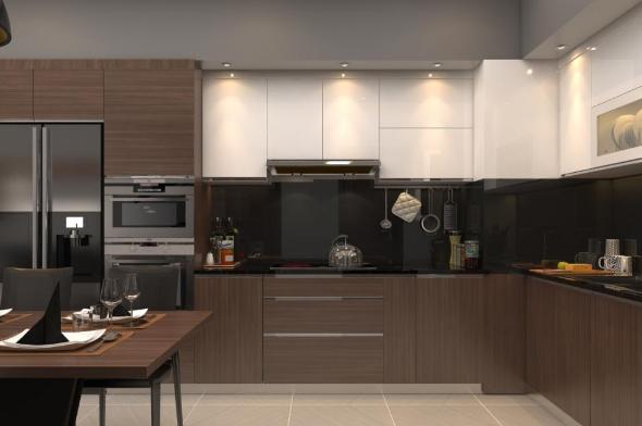 Tủ bếp âm tường hiện đại – Tiết kiệm diện tích, sang trọng tối giản.