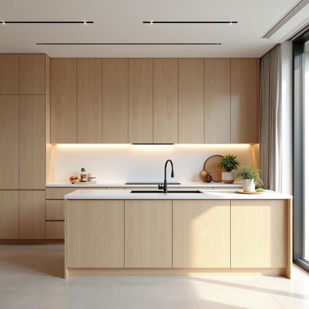Tủ bếp gỗ công nghiệp chống ẩm phủ veneer – cao cấp và bền bỉ