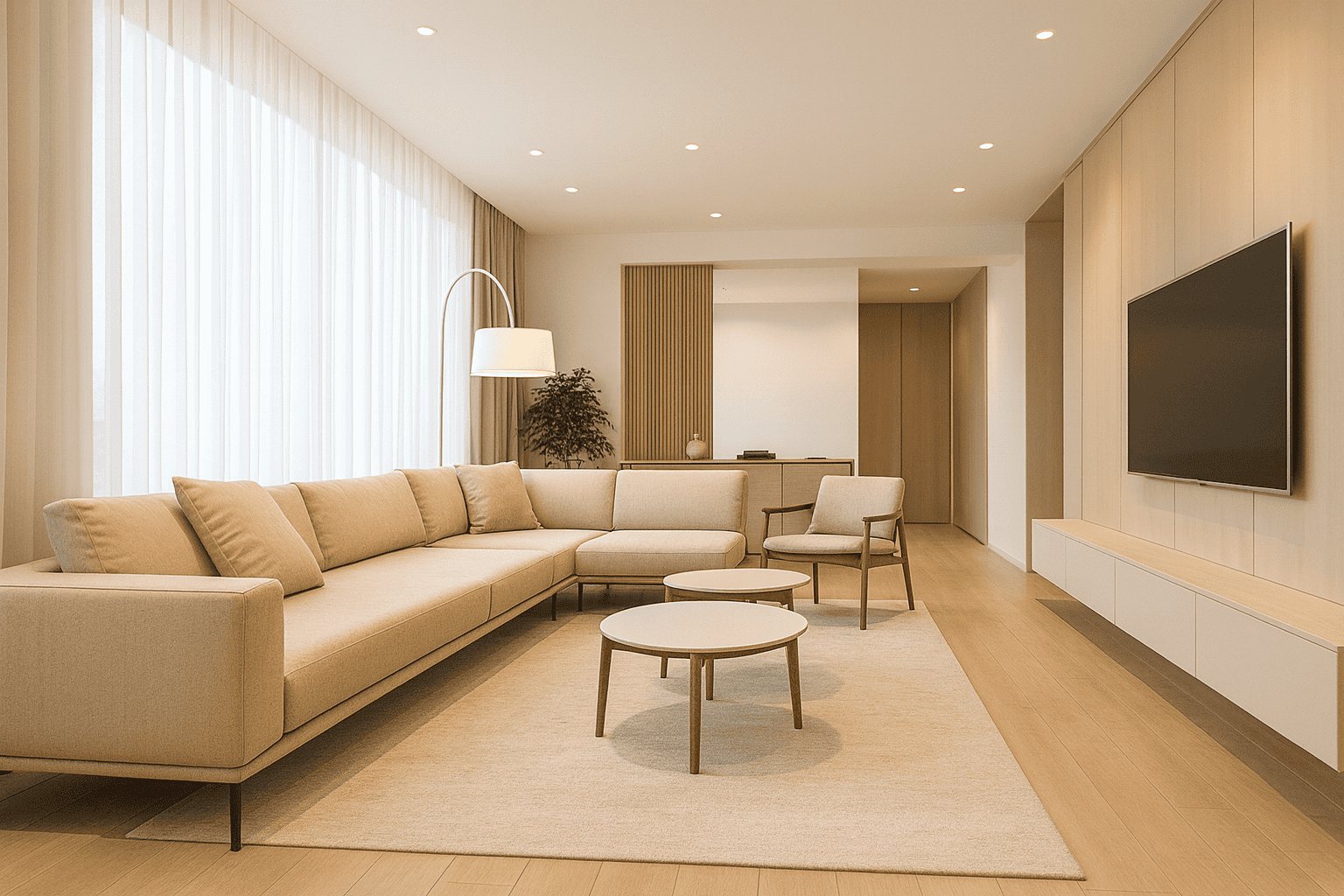 thiết kế nội thất phòng khách chung cư phong cách tối giản