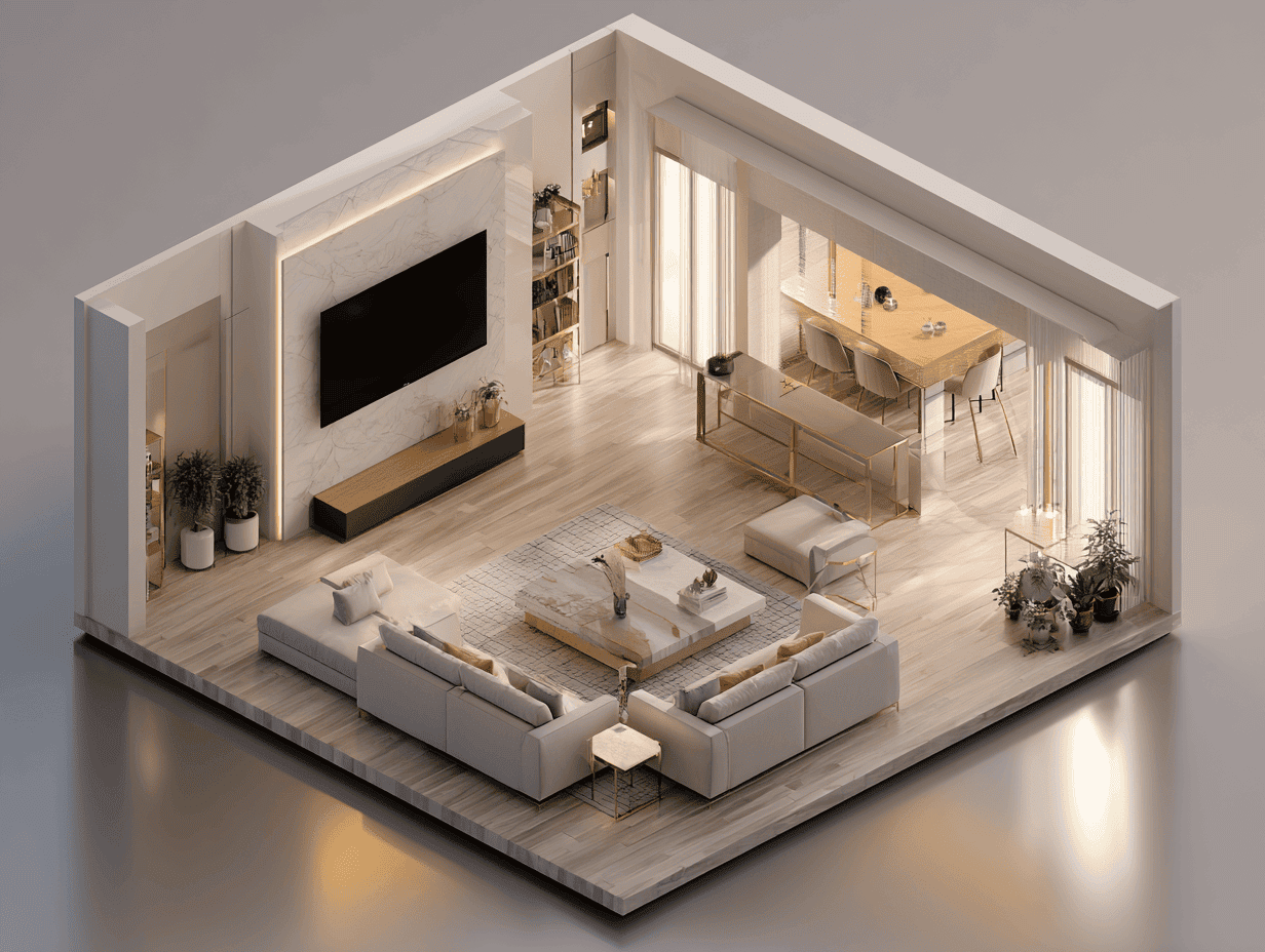 Cách bố trí phòng khách chung cư sang trọng (Luxury nhẹ)