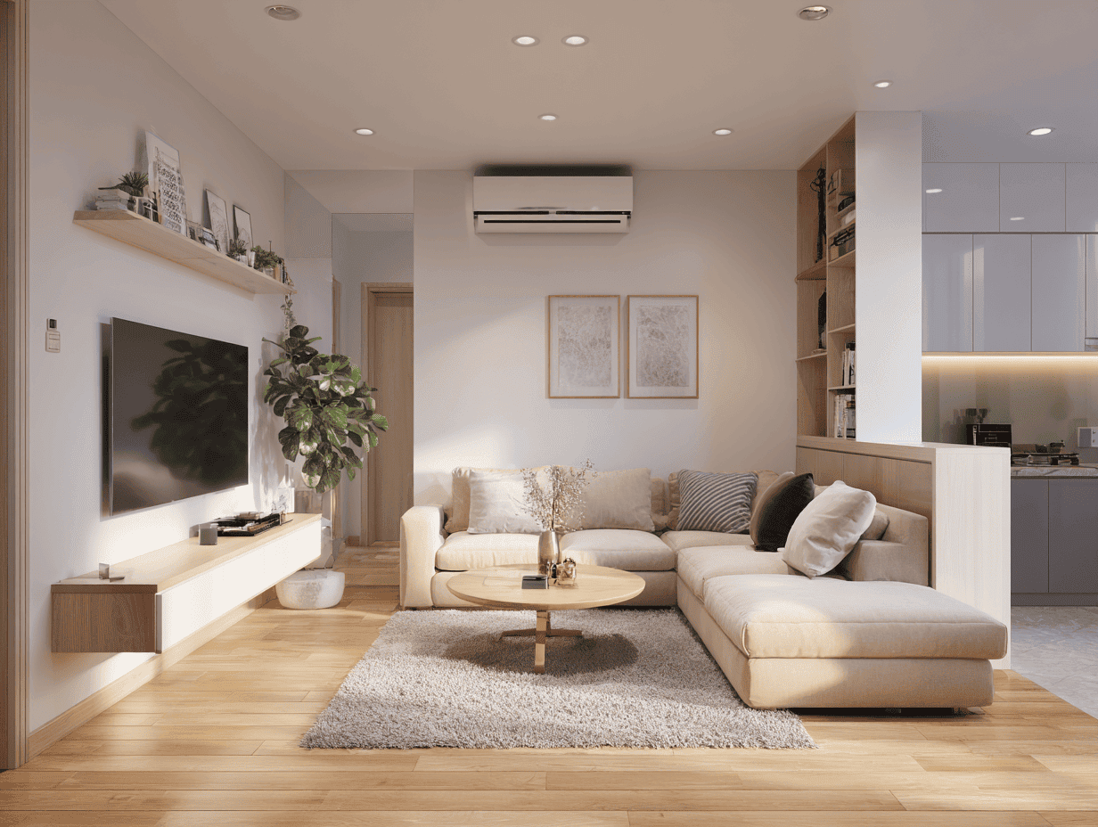 thiết kế nội thất phòng khách chung cư 25 - 30m2
