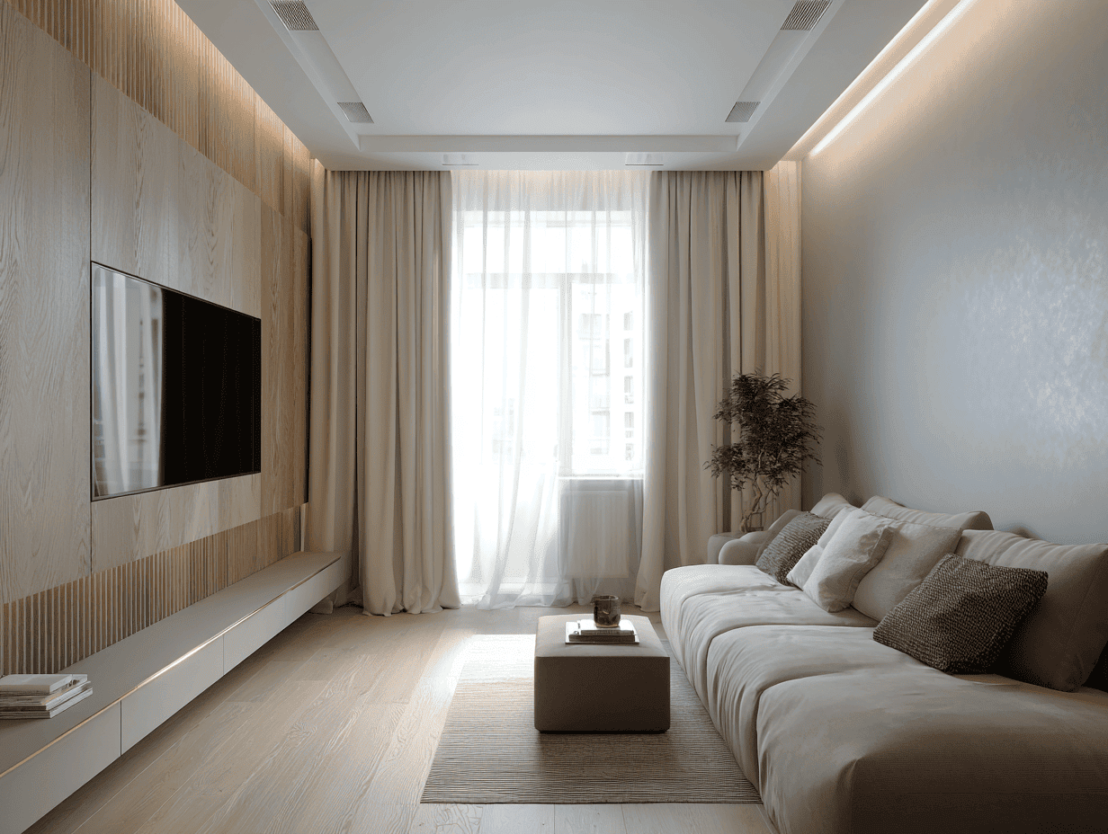 Thiết kế nội thất phòng khách chung cư phong cách tối giản
