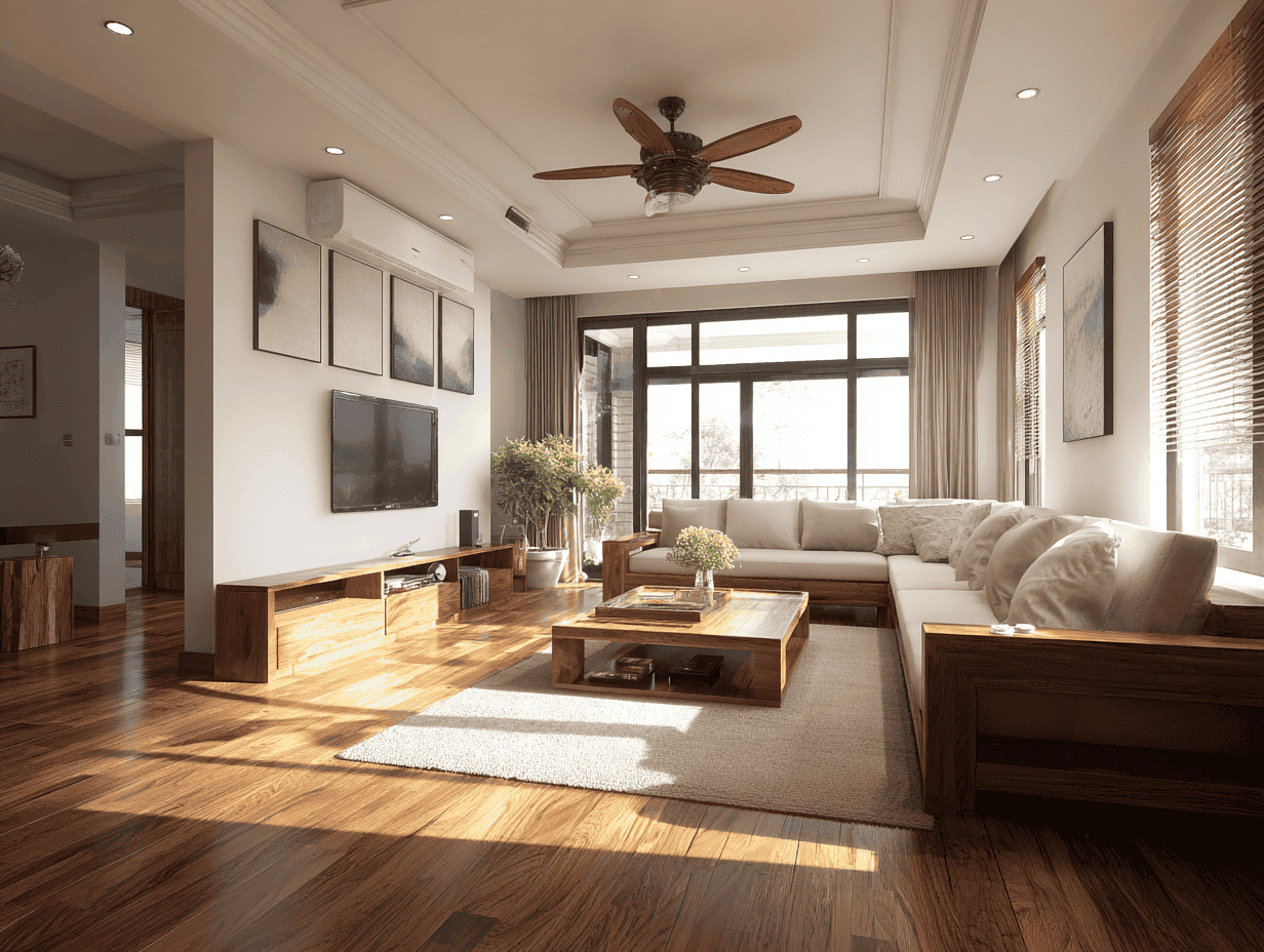 Sofa theo trục dài giúp mở chiều sâu thị giác